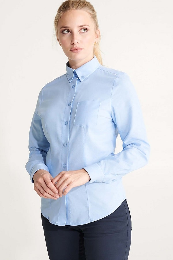 Camicia Donna Oxford Celeste Manica Corta - Co-Operative / Ensemble JC2321