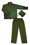 Vestito anti-pioggia due pezzi con cappuccio nascosto verde