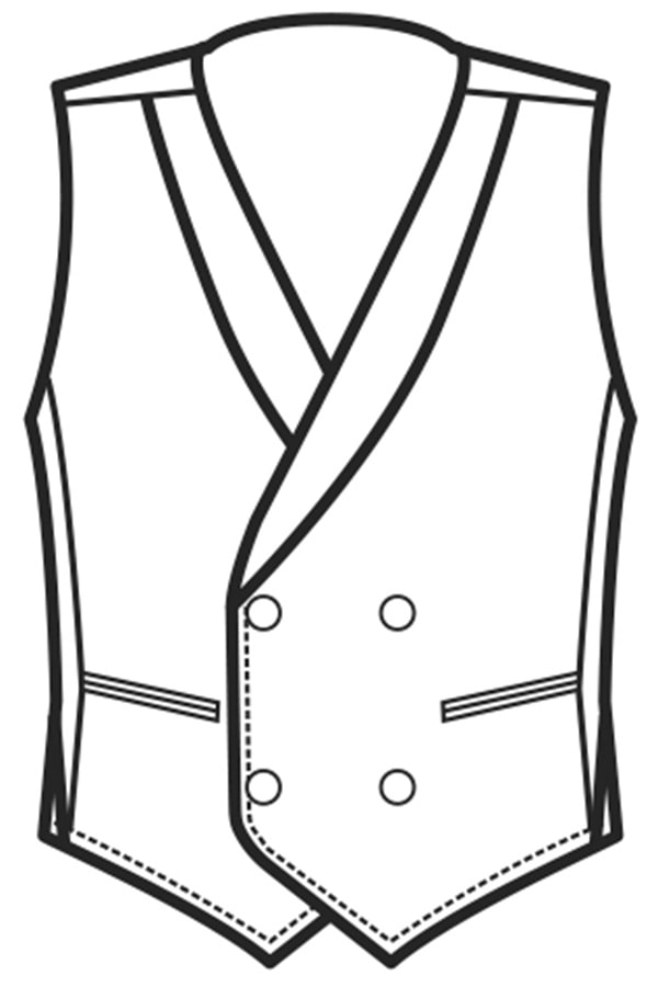 Disegno front Gilet doppiopetto unisex Damasco 033341
