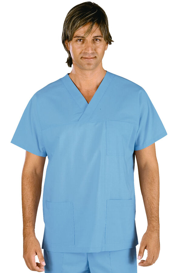 Casacca Collo a V Cotone Celeste 045042