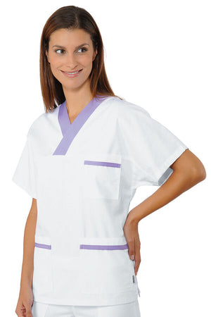 Casacca collo a V bordo lilla 045227