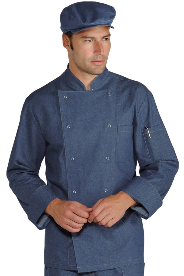 Giacca cuoco bottoni a pressione jeans 057041