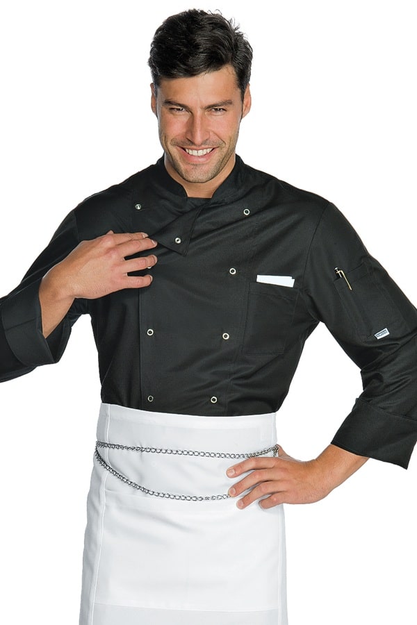 Giacca cuoco bottoni a pressione nera 058001