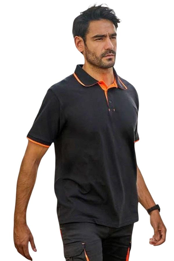 Polo lavoro manica lunga nera arancio