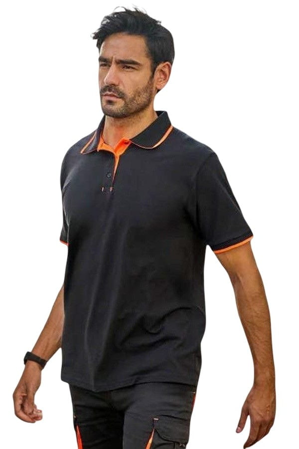Polo lavoro manica lunga nera arancio