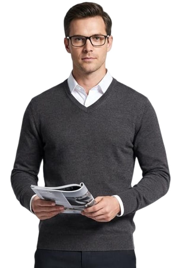 Maglia business uomo collo a V