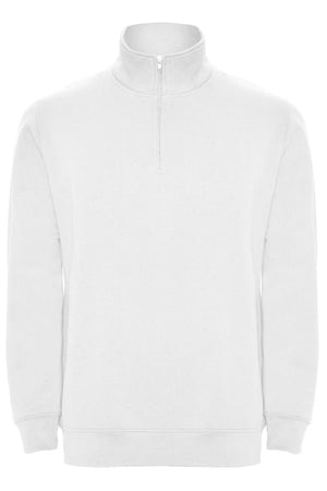 Felpa con zip collo Roly Aneto bianca