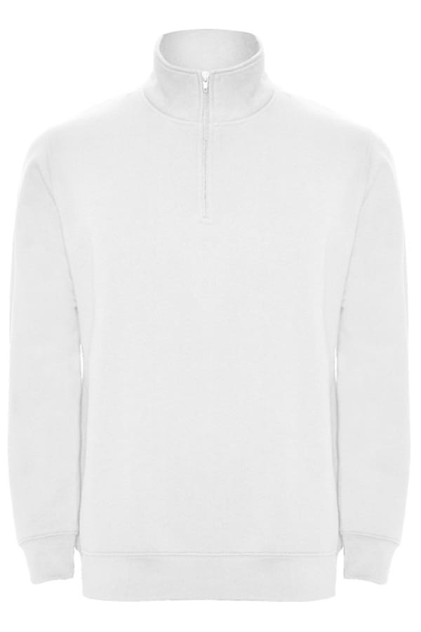 Felpa con zip collo Roly Aneto bianca