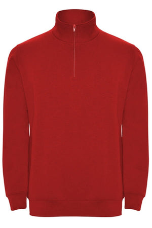 Felpa con zip collo Roly Aneto rossa