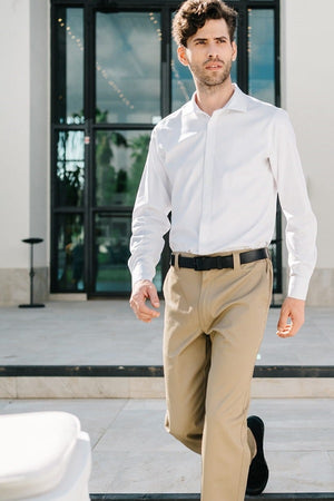 Pantaloni chino stretch unisex cotone beige