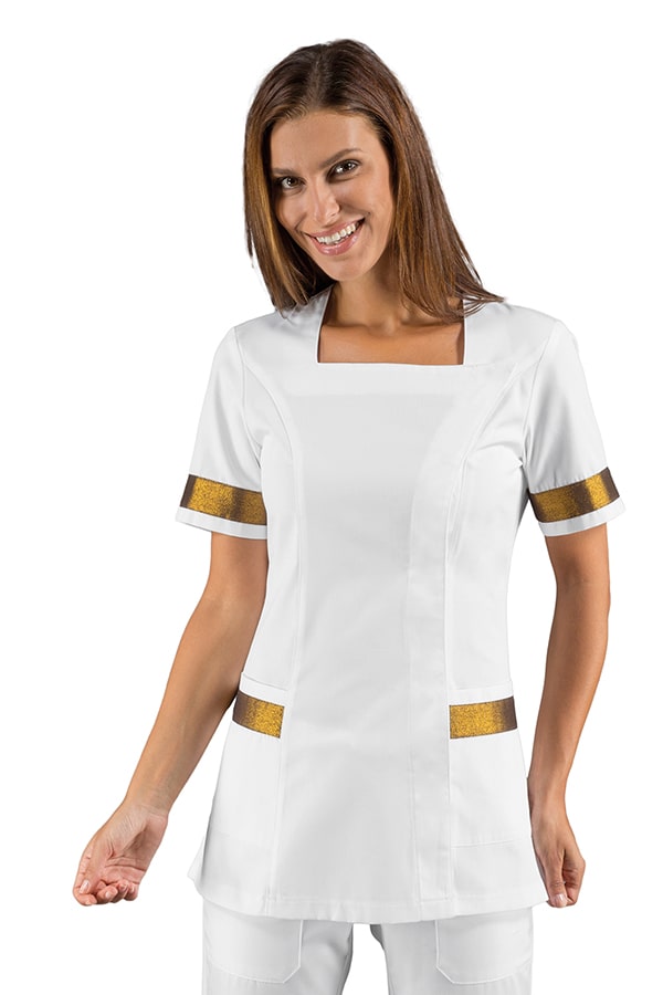 Casacca Aberdeen non-stiro Bianca e Lurex Gold