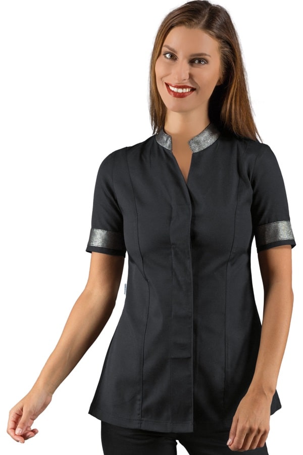 Casacca Hibiscus Nera e Lurex Silver