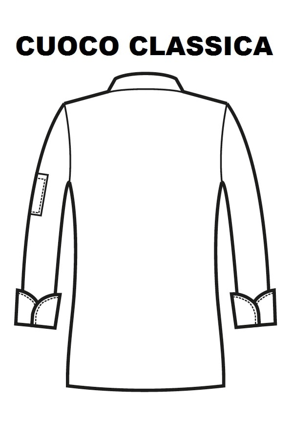 Disegno Giacca Cuoco Bottoni a pressione rear