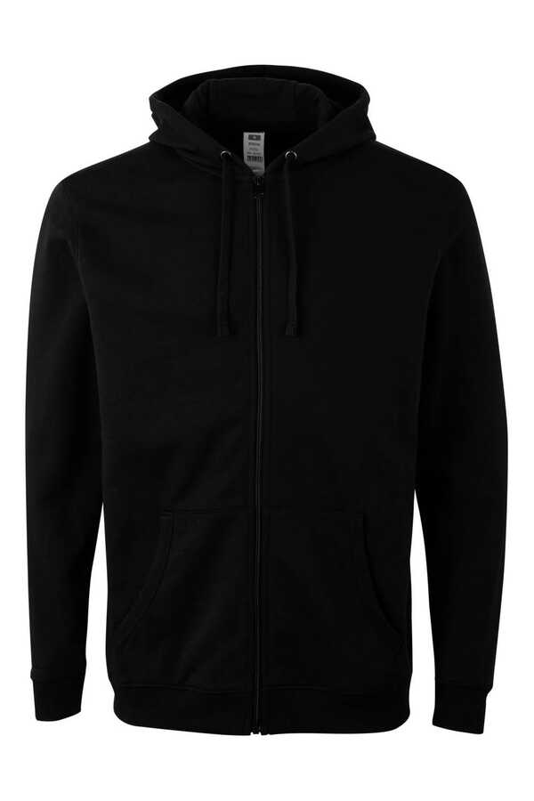 Felpa Unisex Mukua Byron Zip intera e Cappuccio Nera