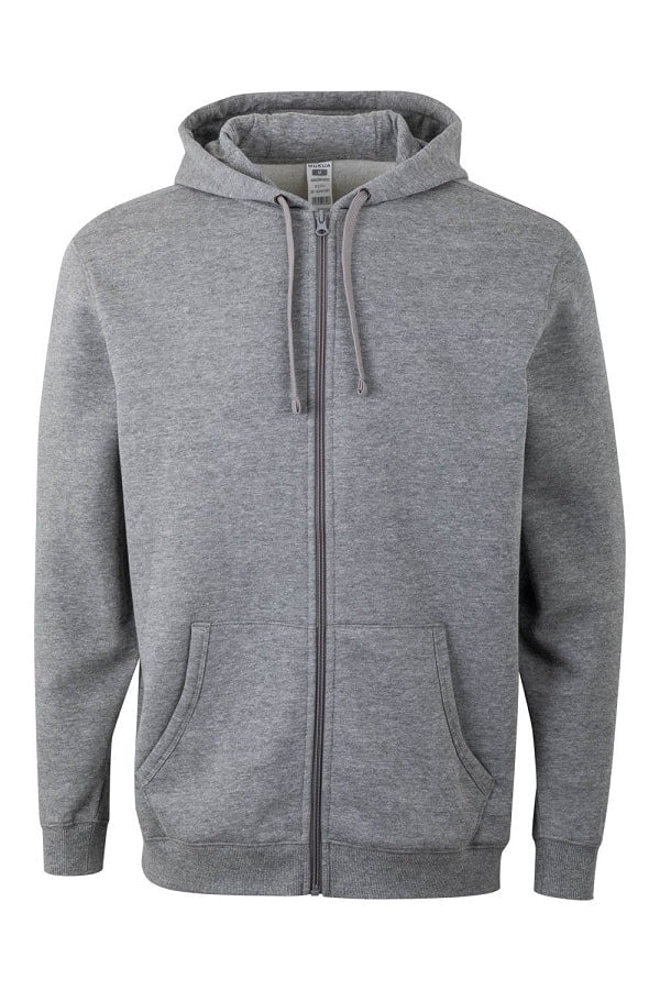Felpa Unisex Mukua Byron Zip intera e Cappuccio Heather Grey