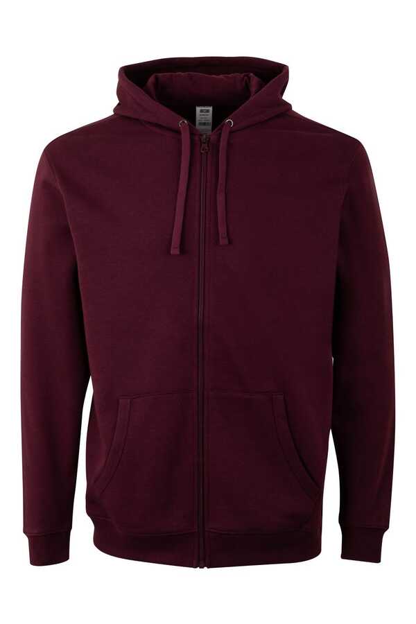 Felpa Unisex Mukua Byron Zip intera e Cappuccio Bordeaux