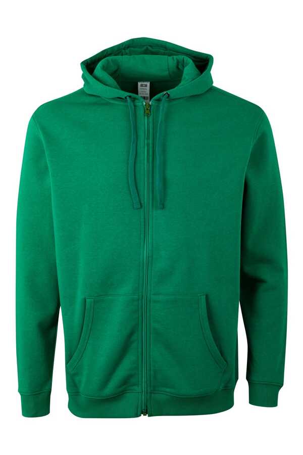 Felpa Unisex Mukua Byron Zip intera e Cappuccio Verde Bottiglia