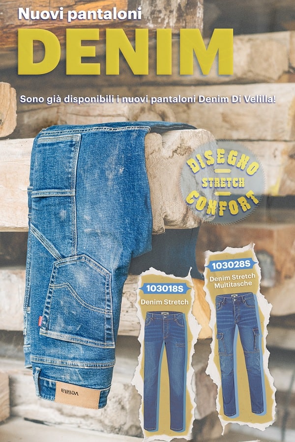 Pantalone Denim Jeans Stretch Multitasche