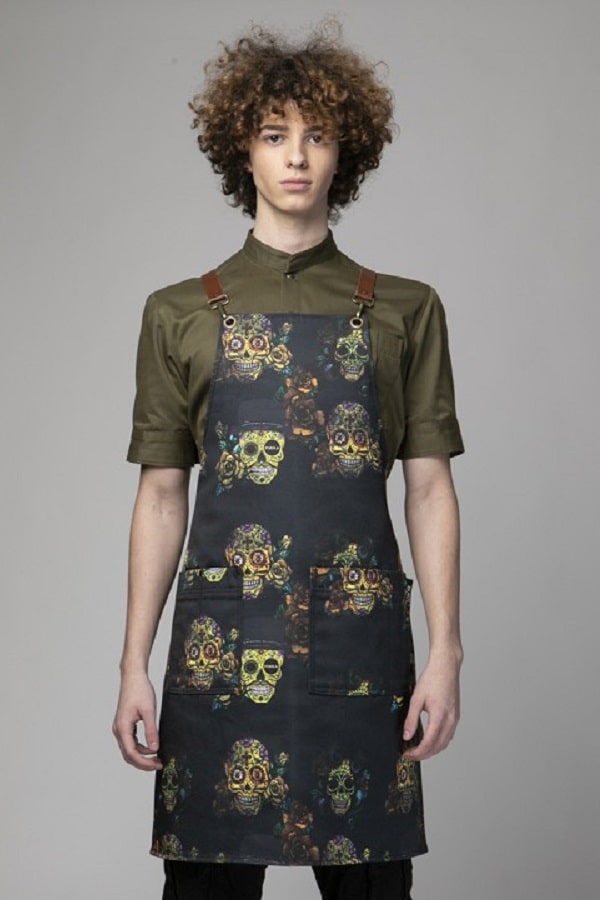 Grembiule Pukka teschi nero Goldskulls