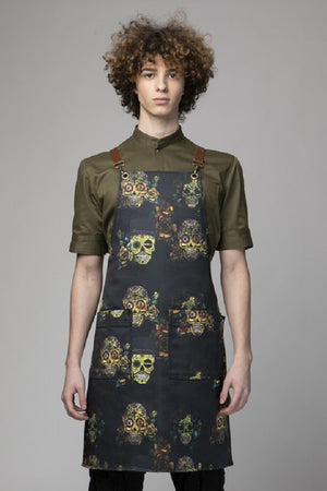 Grembiule Pukka teschi nero Goldskulls