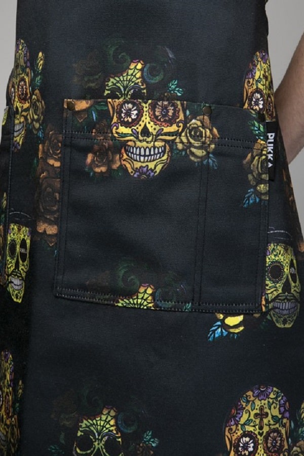 Grembiule Pukka teschi nero Goldskulls