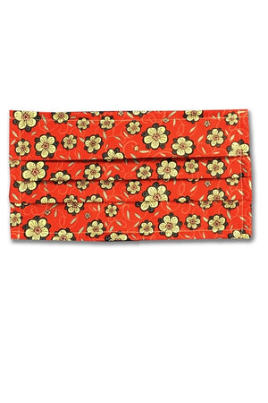 Mascherina in cotone doppio Fantasia Fiori Rossa - ITALIADIVISE