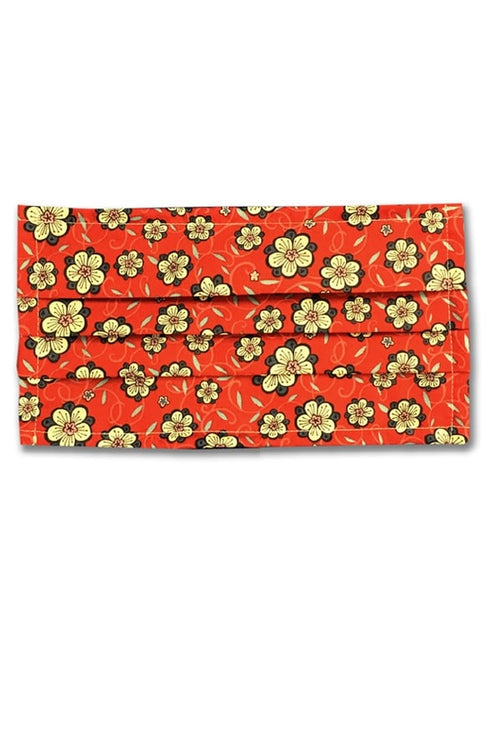 Mascherina in cotone doppio Fantasia Fiori Rossa - ITALIADIVISE