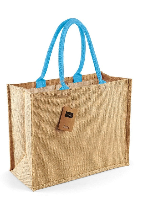 Big Bag in Juta Cm 42 x 33 x 19 Manico Azzurro