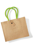Big Bag in Juta Cm 42 x 33 x 19 Manico verde