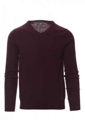 Maglia business uomo collo a V bordeaux