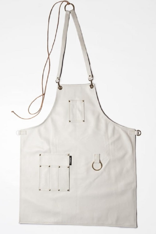Grembiule in pelle bianco perla Ice