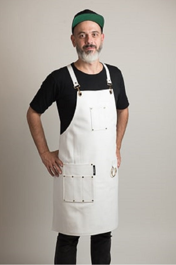 Grembiule in pelle bianco perla Ice