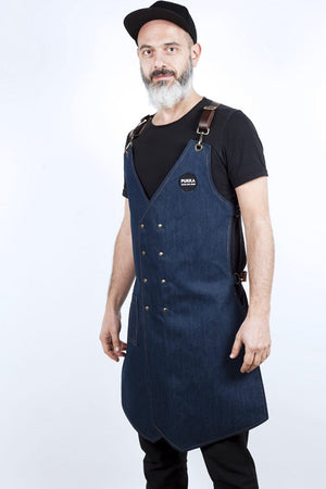 Gilet lungo Vest barber in blue denim