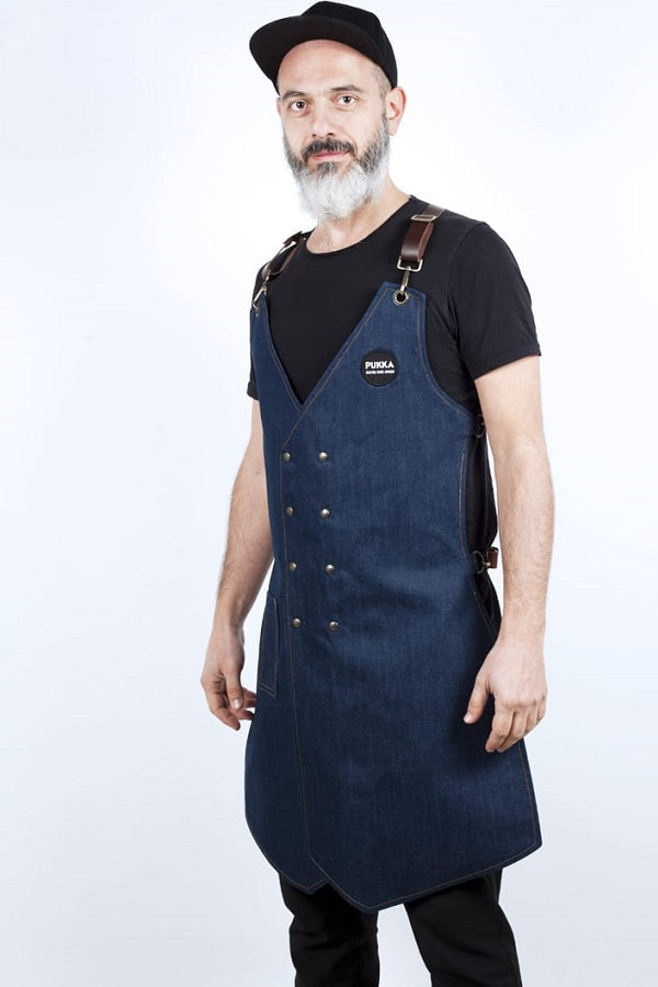 Gilet lungo Vest barber in blue denim