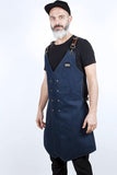 Gilet lungo Vest barber in blue denim