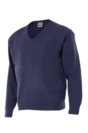 Maglione unisex collo a V blu navy