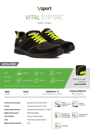 Scarpa sportiva S1P SRC Metal free Vital