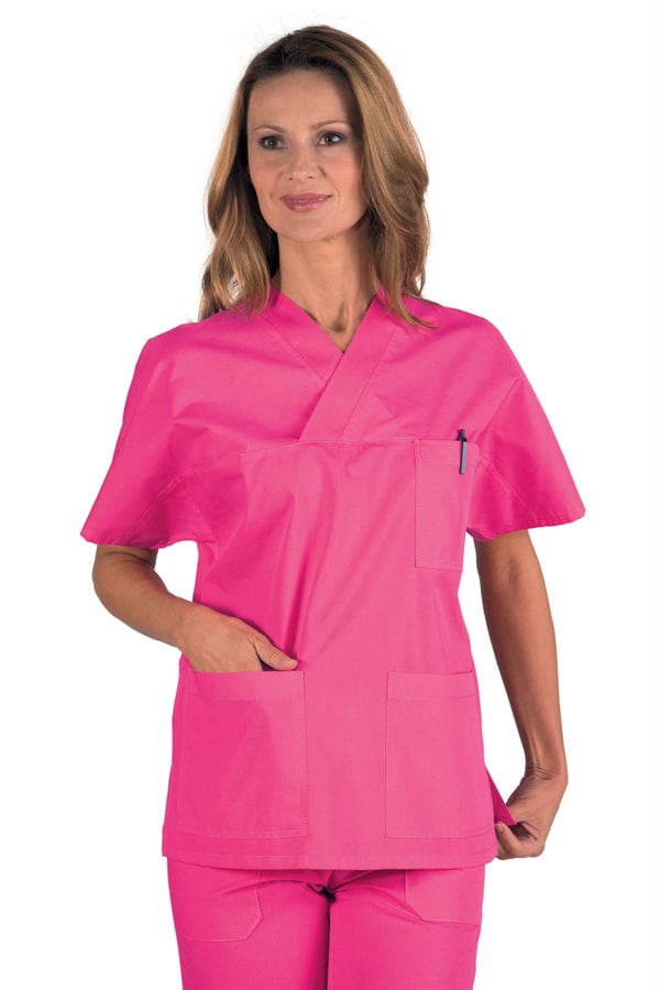 Casacca Unisex Collo V Polycotone Fuxia