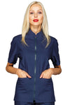 Casacca Samarcanda blu con zip unisex mezze maniche