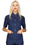 Casacca Samarcanda blu con zip unisex mezze maniche
