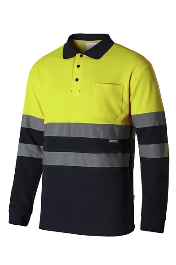 Polo alta visibilità Bicolor Cotone Maniche Lunghe