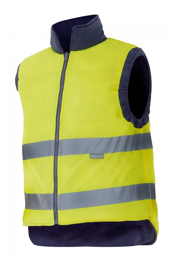 Gilet trapuntato alta visiblità Reversibile giallo