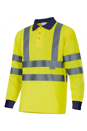 Polo bicolor alta visibilità Polyestere LS Gialla