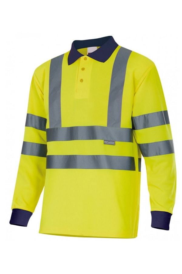 Polo bicolor alta visibilità Polyestere LS Gialla