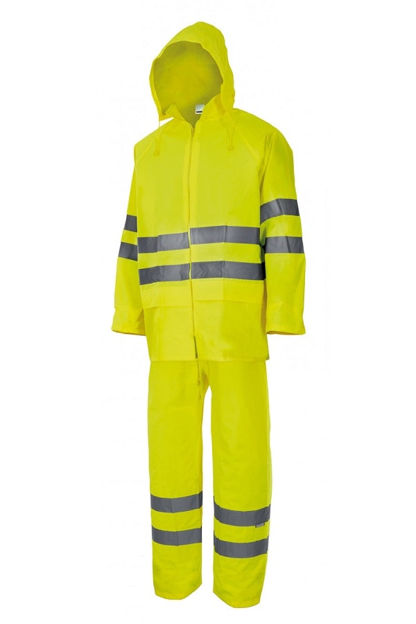 Tuta anti-pioggia due pezzi ad alta visibilità