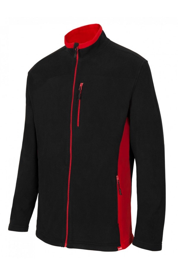 Pile bicolore Nera a zip intera profilo rosso