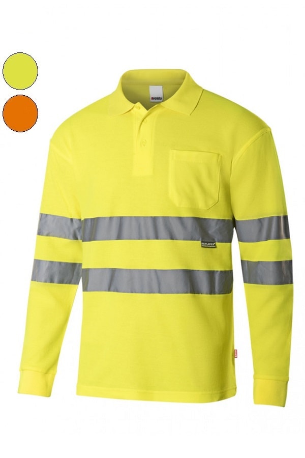 Polo alta visibilità Cotone Maniche Lunghe