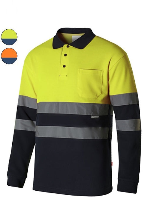Polo alta visibilità Bicolor Cotone Maniche Lunghe
