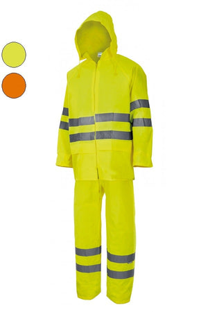 Tuta anti-pioggia due pezzi ad alta visibilità