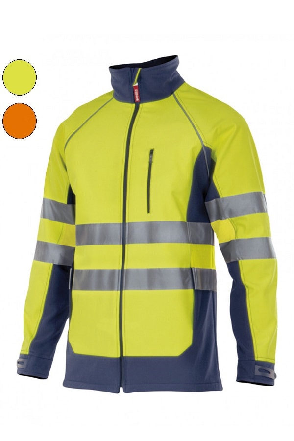 Giacca soft shell alta visibilità gialla blu